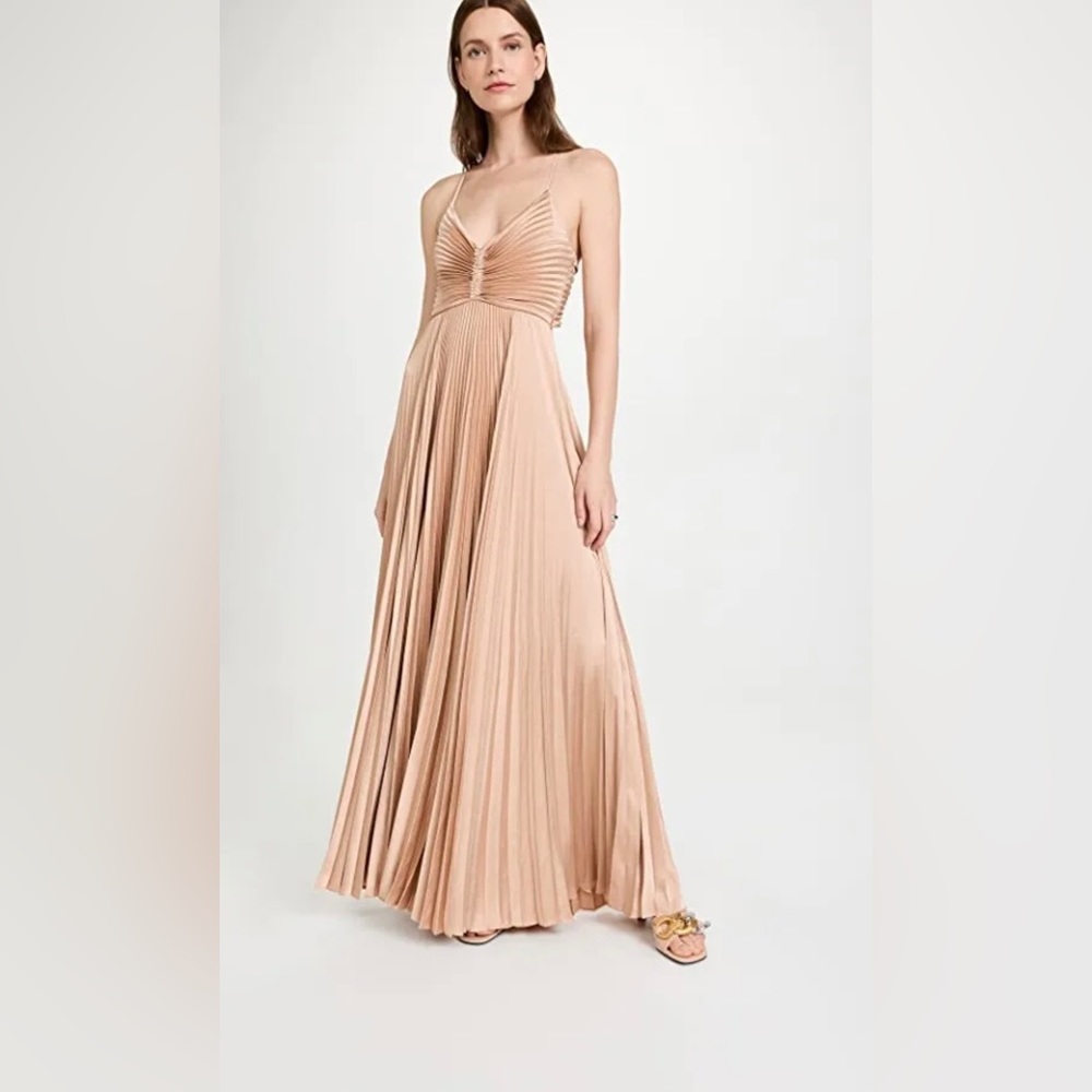 NWOT A.L.C. Aries pleated Satin Evening Gown. Color Bella.